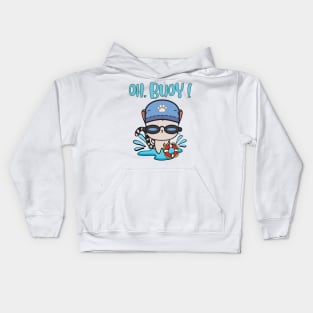 Funny Tabby Cat swimming with a Buoy - Pun Intended Kids Hoodie